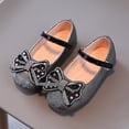 thumbnail image 6 of GiLiling Girls Mary Jane Dress Shoes, Sequin Upper with Rhinestone Bow, Hook-and-Loop Princess Flats for Party Dance Everyday Wear (Black, 5.5 Years), 6 of 6
