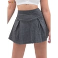 thumbnail image 3 of Spencer Women's High Waist Active Skort Athletic Stretchy Pleated Tennis Skirt with Built-in Shorts for Running Golf Workout (2XL, Gray), 3 of 9