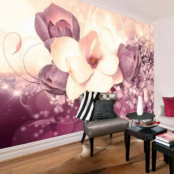 Tiptophomedecor Floral Wallpaper Wall Mural - Maroon Charm