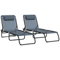 thumbnail image 1 of Outsunny 2 PCs Folding Lounge Chairs, Chaise Lounges with Headrest Grey, 1 of 10