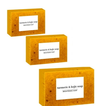 3pcs Lemon Turmeric Kojic Acid Soap, Turmeric Soap Bar for Face and Body, Kojic Acid Soap for Hyperpigmentation Skin Brightening Soap, Hand Soap Bar Face Body Bar Deep Cleansing Face Wash