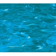 OCEANSIDE STAINED/FUSING GLASS SHEETS - DEEP AQUA/WHITE WISPY FUSIBLE (Small 8" x 12")