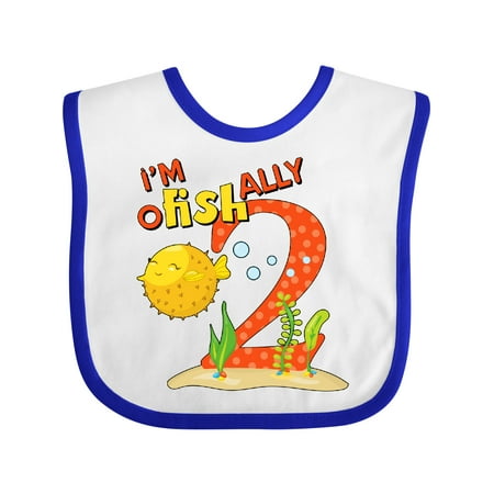 

Inktastic I m O-Fish-Ally Two- Cute Puffer Fish Second Birthday Gift Baby Boy or Baby Girl Bib