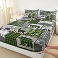thumbnail image 3 of Manfei Wild Moose Wolf Full Size Sheets,Jungle Animal Bed Sheets,Green Patchwork Plaid Sheet Sets For Kids,Super Cozy Room Decor,4pcs, 3 of 7