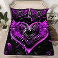 thumbnail image 2 of Feelyou Purple Love Heart Twin Sheet Sets, Magic Angel Wings Bedding, 3 Pieces, 2 of 7