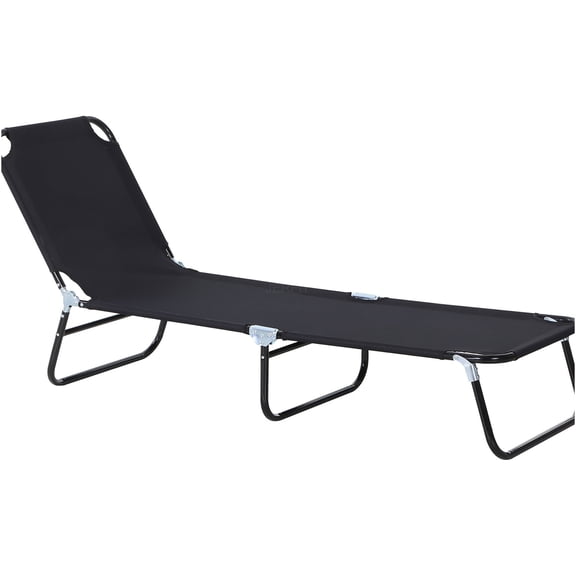 JERFIT Folding Chaise Lounge Chair, 5-Position Reclining Outdoor Pool Sun Tanning Chair with Breathable Mesh & Steel Frame, Lightweight Portable for Beach Patio Yard, Black