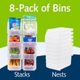 thumbnail image 2 of ReadySpace Medium Plastic Storage Bins, Stackable Organizer, Clear, 8 Pack, 2 of 6