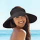 thumbnail image 2 of Sombrero de playa ajustable BANYUO Viseras de paja plegables beige negro, 2 of 6
