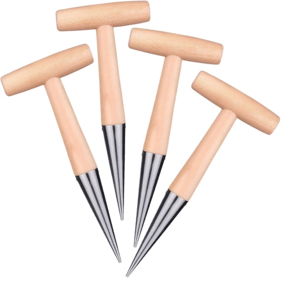 Bulb Planter Tool for Garden, T-Handle Seed Planting Tool, Long-lasting Zinc-Coated Steel with Wooden Handle, Ideal for Digging, Transplanting, and Weeding