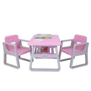 SamyoHome Kids Table and 2 Chairs Set-For Toddler Child Toy Activity Furniture Indoor Or Outdoor Pink