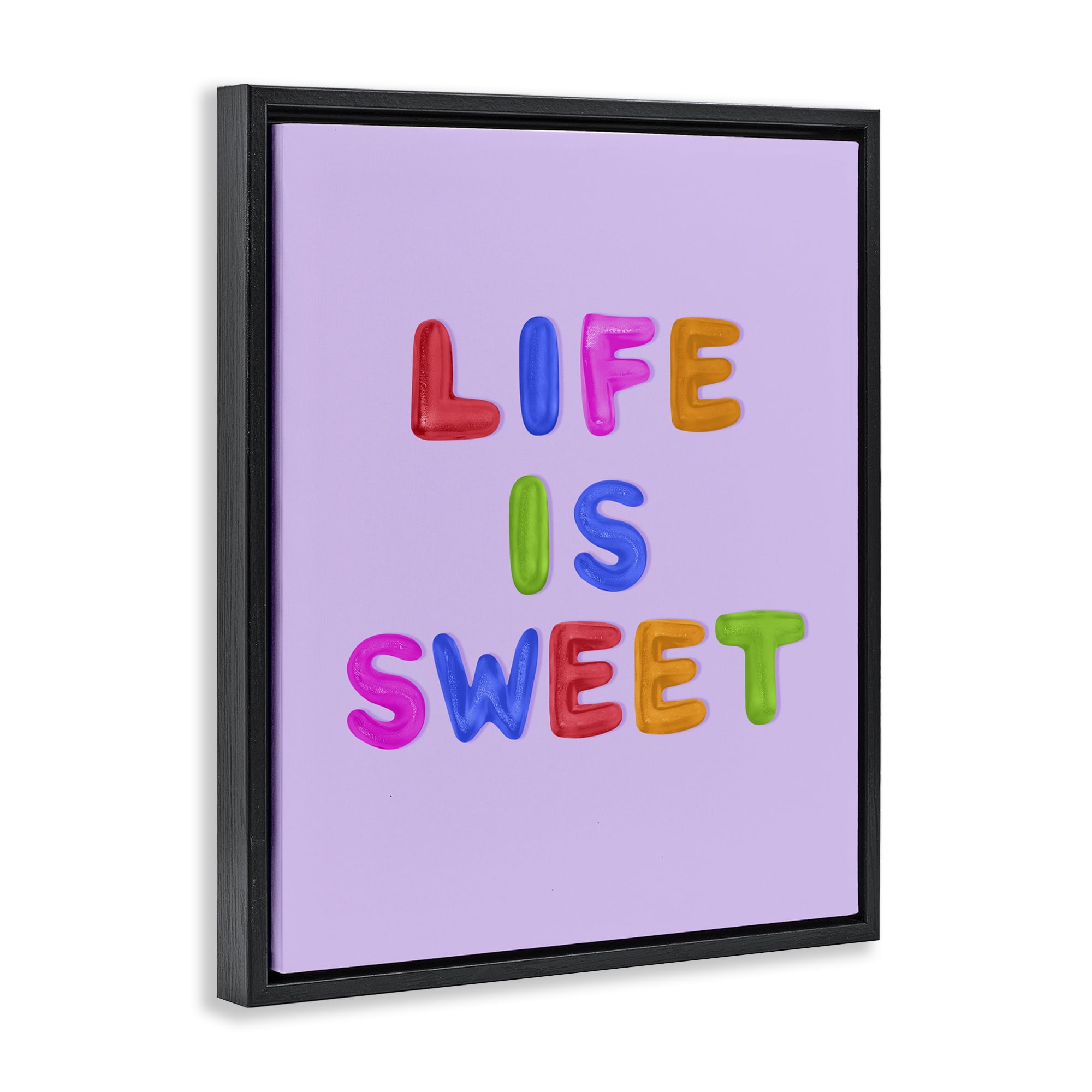 Stupell Industries Life Is Sweet Gummies Black Framed Floater Canvas Wall Art, design by LISH Creative