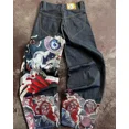 thumbnail image 2 of Pantalones vaqueros holgados Y2K para hombre y mujer, estilo harajuku, hip hop, estilo retro, estilo gótico, de cintura alta y pierna ancha, 2 of 4