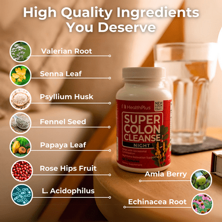 Health Plus Super Colon Cleanse Night Formula, 60 Capsules, 30 Servings