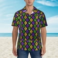 thumbnail image 6 of Picia Mardi Gras Shiny Green Purple Gentle Cotton Regular Fit Short Sleeve Casual Hawaiian Shirt for Men-XX-Large, 6 of 9