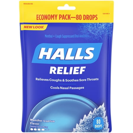 Halls Mentho-Lyptus Cough Drops, 80 Pcs