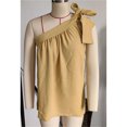 thumbnail image 2 of Blusa amarilla sin mangas con cordones y pliegues en el busto para un estilo cotidiano, talla M Blusa de verano con lazo, 2 of 4
