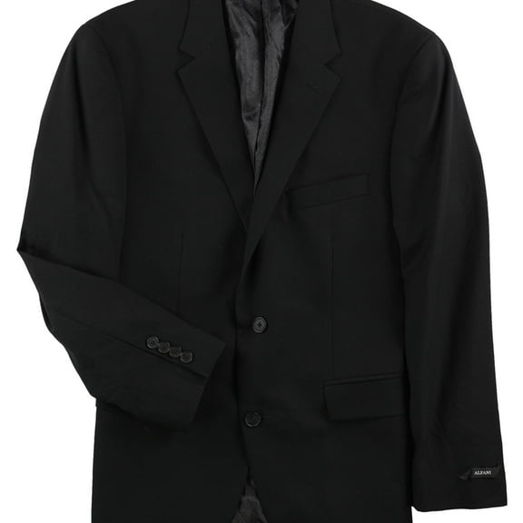 Alfani Mens Solid Two Button Blazer Jacket, Black, 40 Short