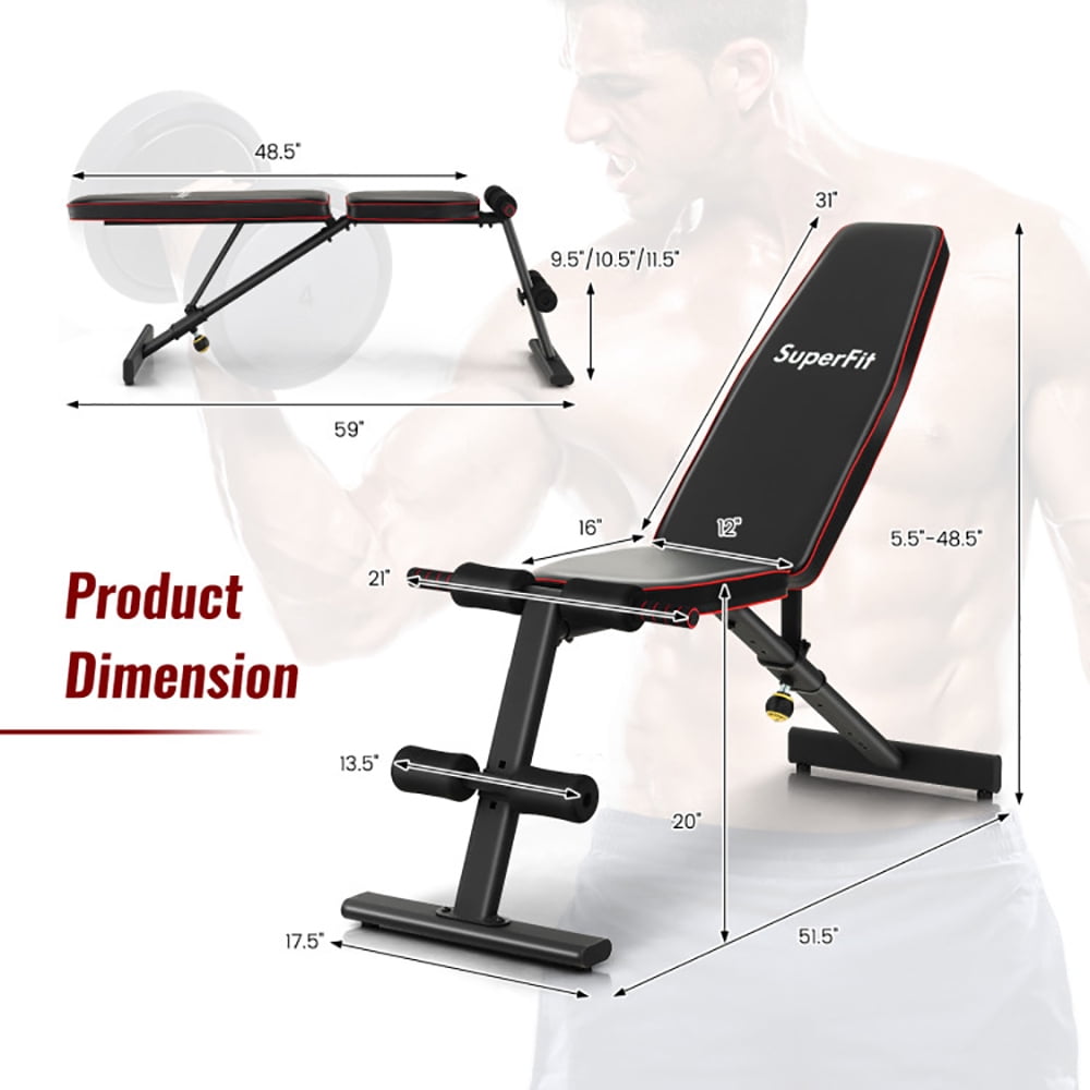 Topcobe Adjustable Weight Bench Strength Training Bench for Full Body Workout, Workout Bench Press Set for Home Gym Strength Training, Black