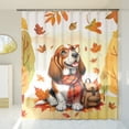thumbnail image 3 of Welcome Fall Basset Hound Enjoys School Time Autumn Fall Leaves Shower Curtain Bassets Dog Breed Lovers Gifts Idea Waterproof Bathroom Bathtub Curtain - 02013, 3 of 5