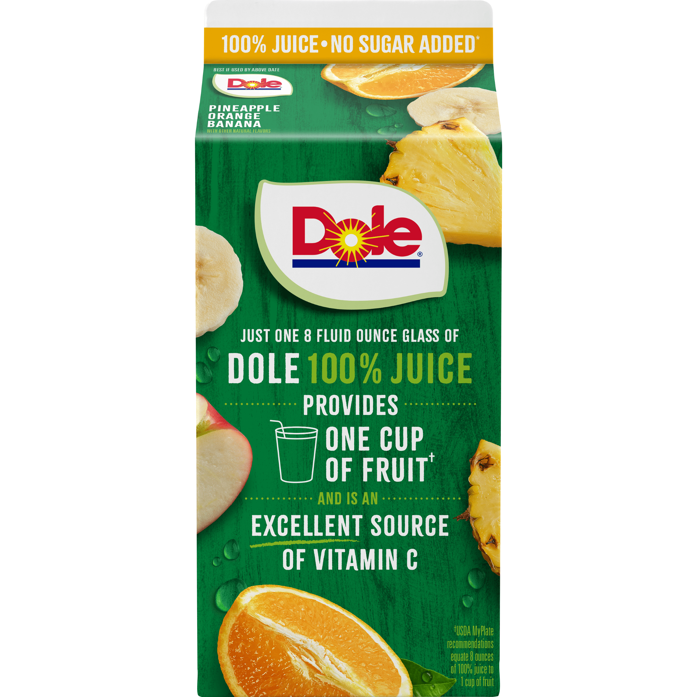 Dole 100% Juice, Chilled Pineapple Orange Banana, 52 Fl Oz