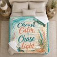 thumbnail image 5 of Choose Calm Sea Turtle Coastal Design, Cozy Friendship Quote Scene, Warm Flannel Blanket for Living Room and Reading Nook, Art Lovers Friendship Gift, Artistic Home Decor, 5 of 9