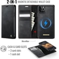 thumbnail image 2 of Compatible con Funda Billetera Desmontable para iPhone 11 Pro Max Compatible con Magsafe, Soporte para Tarjetero de Bloqueo RFID con tapa de Cuero PU 2 en 1 Funda Magnética a prueba de Golpes, 2 of 9