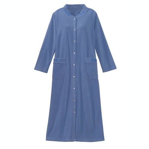 Bigbolo Fleece Snap Front RobeBlueMD