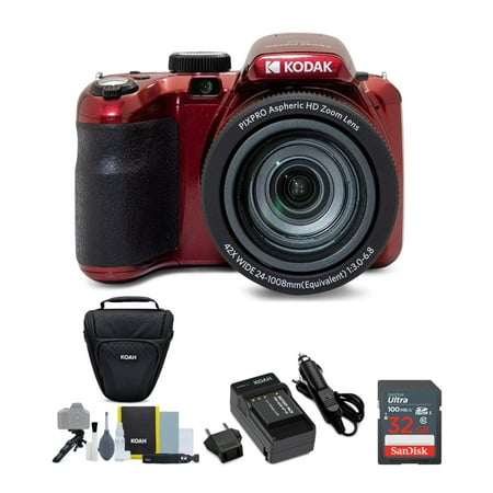 Kodak PIXPRO AZ425 Astro Zoom Camera (Red) with 32GB Card and Battery