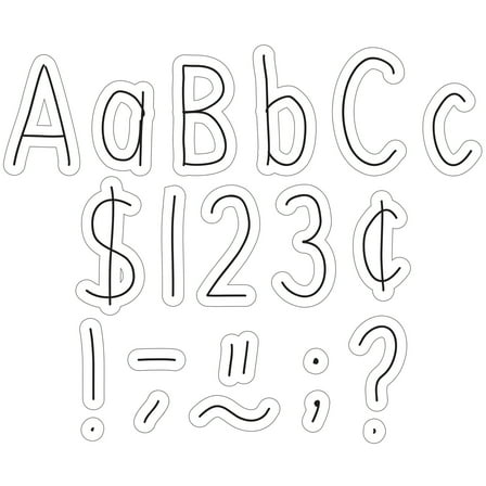 Teacher Created Resources Black on White Hand Drawn 4" Letters Combo Pack, 262 Pieces