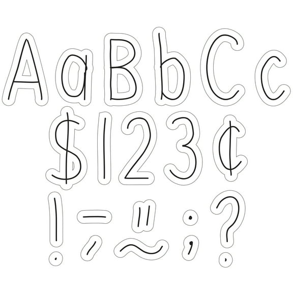Teacher Created Resources Black on White Hand Drawn 4" Letters Combo Pack, 262 Pieces