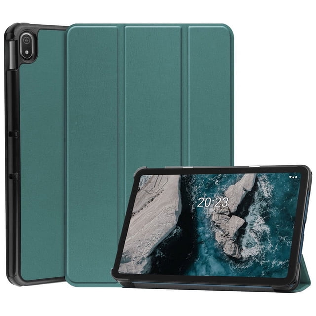For Nokia T20 T21 T 21 10.4 inch 2022 Case PU Leather Tri-Folidng Smart Cover For Nokia T10 8.0 Tablet Case DarkGreen Nokia T21 10.4