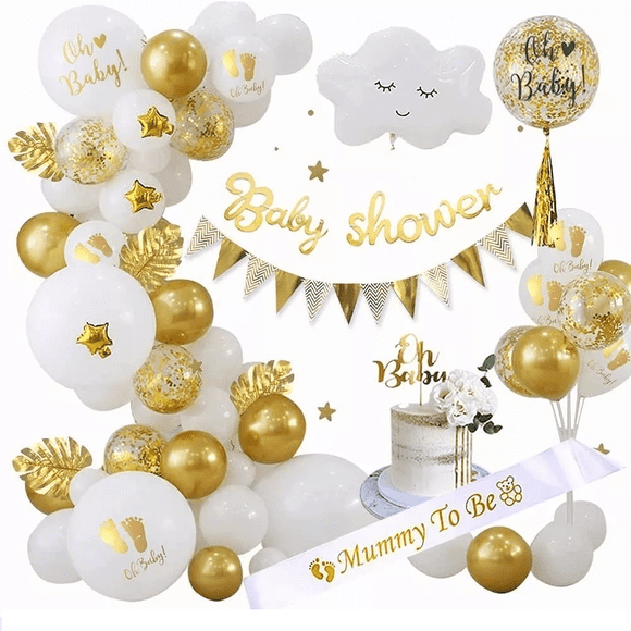 Decoración Para Baby Shower Niña Niño, Dorado
