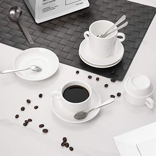 Aozita Espresso Cups and Saucers with Espresso Spoons Stackable Espresso Mugs,12-piece 2.5-Ounce Demitasse Cups 