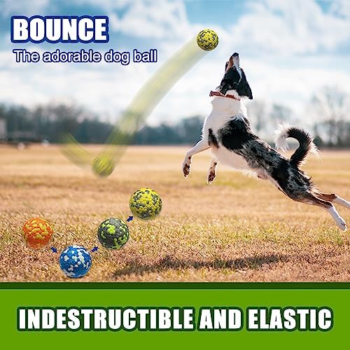 Dog Balls, Indestructible Tennis Balls for Dogs, 2.5'' Durable Bouncy Dog Toys for Aggressive Chewers, Interactive Dog Toys for Fetch Game, Lightweight Floating Chew-Proof(4 Pack)