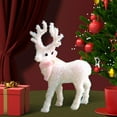 thumbnail image 4 of yulier Christmas Reindeer Figurine Tabletop Ornaments with Velvet Ribbon Bow and Mini Bells, Reindeer Statue Xmas Gifts Christmas Decorations for Mantel Fireplace Desktop Decor, 4 of 6