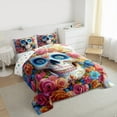 thumbnail image 3 of Manfei Bohemian Skull Skeleton King Size Comforter Sets,Happy Halloween Bedding Comforter Set,Colorful Flower Floral Bedding Set For Girl Kids,Breathable Home Decor Reversible,3pcs, 3 of 8