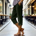 thumbnail image 7 of Besolor Summer Cotton Linen Capris for Women Elastic Waisted Straight Leg Lightweight Casual Loose Capri Pants with Pockets, 7 of 7