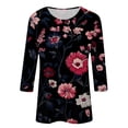 thumbnail image 4 of Ruimatai Women's Casual Loose Fit 3/4 Sleeve Printed Round Neck Tunic Blouse Top, Comfortable Flowy Pullover Shirt for Daily Wear, 4 of 4