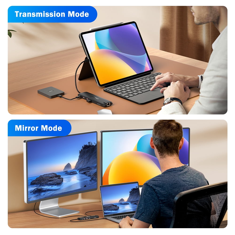 Lemorele USB C Docking Station Triple Monitor,13 in 1 USB C Hub, Multi-functional Adapter with 2 HDMI, VGA,Gigabit Ethernet,USB/USB C 3.2 Data,100W PD for Laptop MacBook/Dell/HP