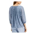 thumbnail image 2 of ALFANI Womens Blue Sequined Ruched 3/4 Sleeve Scoop Neck Peasant Top Size: XL, 2 of 4