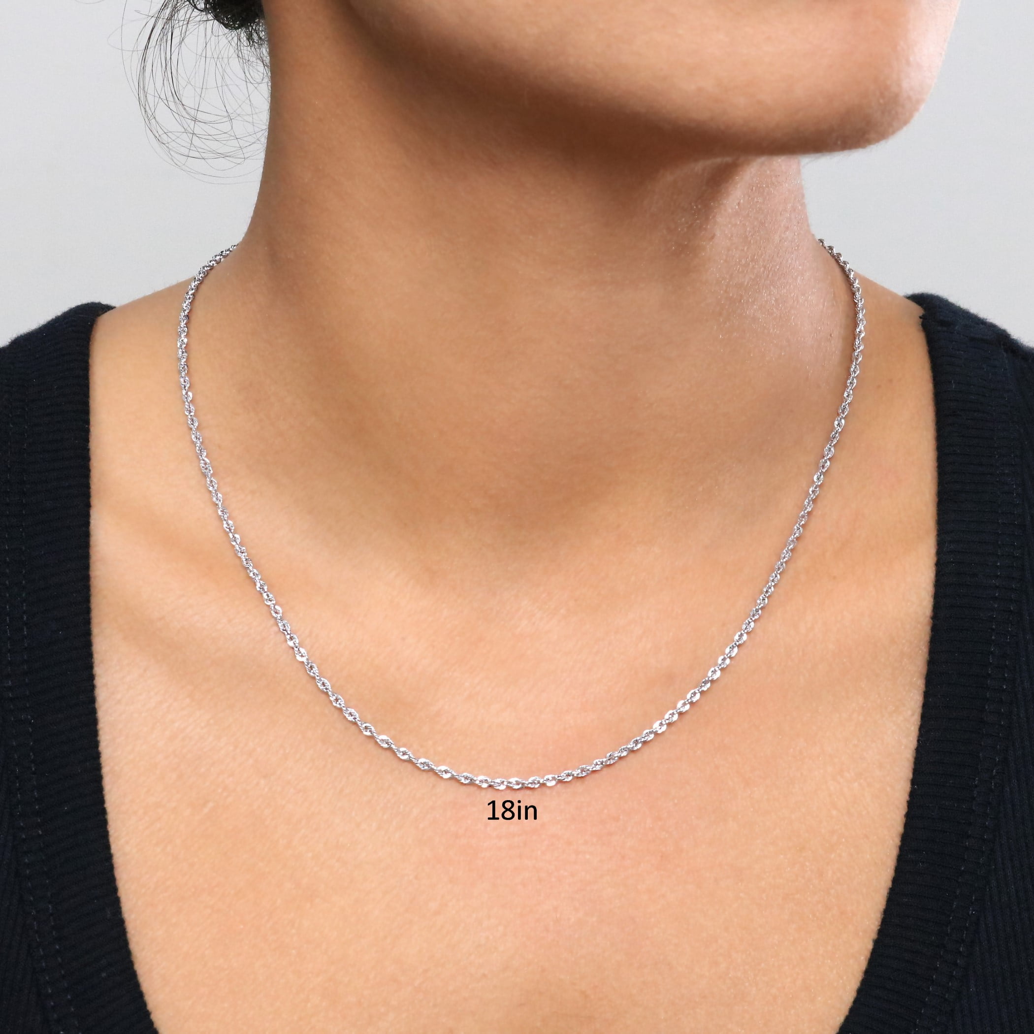 Nuragold 10K Real White Gold Rope Diamond Cut Chain Necklace 14"-30" (1.5mm-7mm) Italian Jewelry for Men & Women