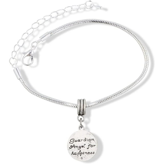 EPJ Guardian Angel Bracelet | Happiness Stainless Steel Snake Chain Charm Bracelet