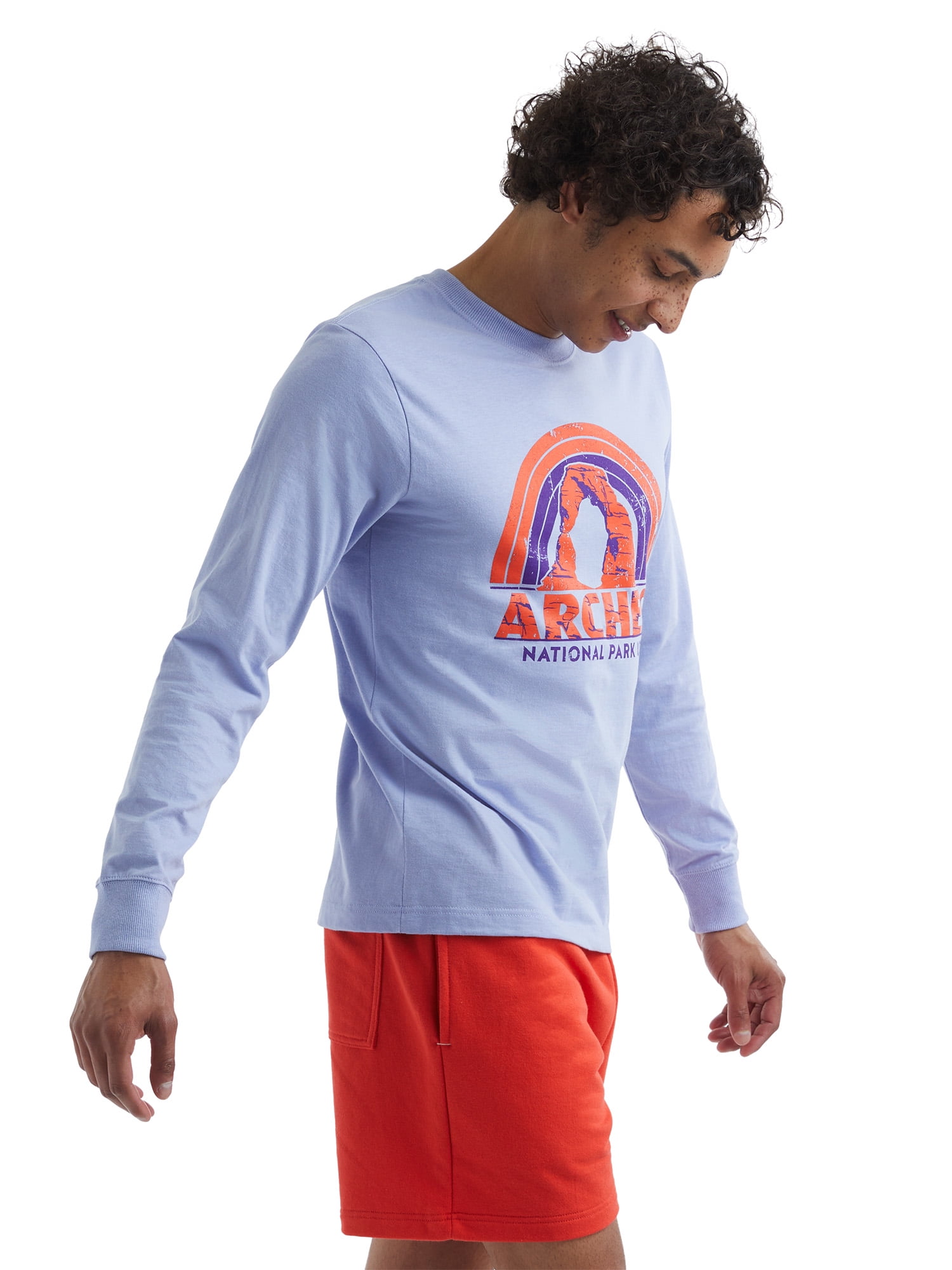 Hanes All Gender Explorer Collection Arches Long Sleeve Graphic T-Shirt, Men's Sizes XS-2XL
