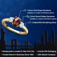 thumbnail image 2 of Gem Stone King 18K Yellow Gold Plated Silver Red Garnet and Sky Blue Aquamarine Engagement Ring for Women | 1.34 Cttw | Oval Checkerboard 7X5MM | Gemstone January Birthstone | Size 7, 2 of 6