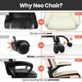 thumbnail image 4 of Neo Chair Mid Back Ergonomic Executive PU Leather Chair with Padded Flip-up Arms, Ivory, 4 of 7