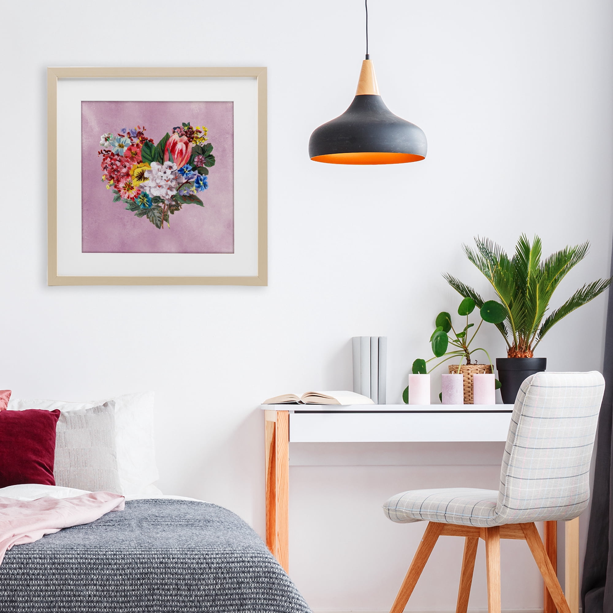 Stupell Industries Heart Shaped Garden Blooms Birch Framed Print Under Glass, design by Melissa Wang