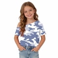 thumbnail image 6 of JOANKDMI Children One Shoulder T Shirts Girls 11-12 Camouflage Print Short Sleeve Tops Summer Casual Slant Neck Blouse Asymmetrical Fashion Tees Daily Holiday Wear Outfit, 6 of 8
