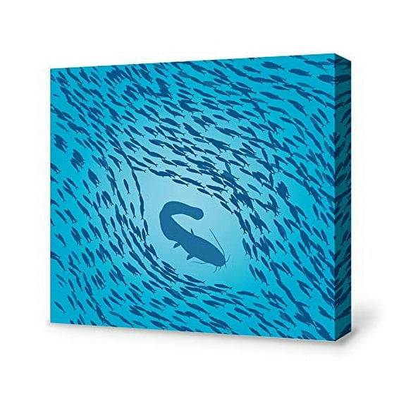 wall26 Canvas Wall Art A School of Fish Pictures Home Wall Decorations for Bedroom Living Room Paintings Canvas Prints Framed - 24x24 inches