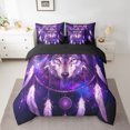 thumbnail image 2 of 7 Pcs Wolf Bed in a Bag Twin Comforter Set,Boho Dream Catchers Sheet Set Teens Adults,Tribal Exotic Bedding with Comforter,Wolves Wildlife Safari Animal Print Quilt Cover, 2 of 5