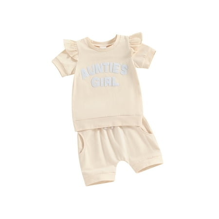 

Co.MMehjri Baby Girls Shorts Set 0-3T Toddler Short Sleeve Letters T-shirt with Shorts Summer 2-piece Outfit
